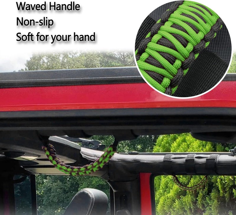 Kujunpao 4 X Roll Bar Grab Handles Grip Handle Compatible with Jeep Wrangler JLU JK JKU TJ YJ LJ JT JL & Gladiator JT 1955-2022 UTV & ATV(Green) - Image 4